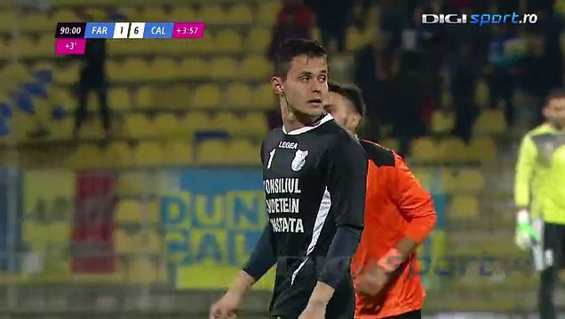 Alexandru Gudea (Farul goalkeeper) fight with a fan during Liga 2 Romania game vs Dunarea Calarasi
