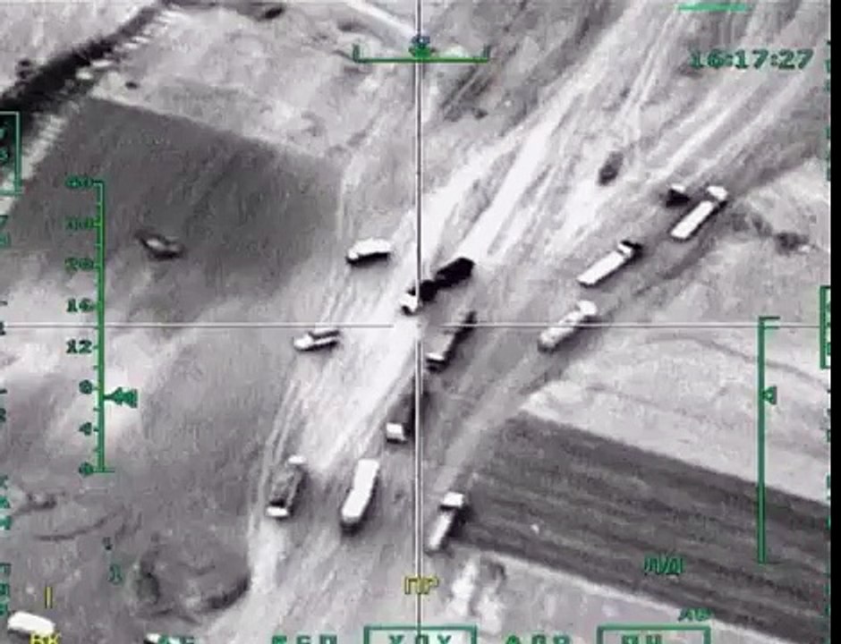 Авиаудар по колонне автомобилей,перевозящих нефтепродукты в провинции АЛЕППО