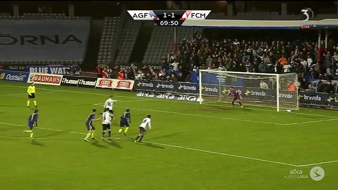 2-1 Kim Aabech Goal Denmark  Superligaen - 04.12.2015, AGF Aarhus 2-1 FC Midtjylland