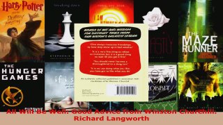 Download  All Will Be Well Good Advice from Winston Churchill Richard Langworth PDF Free