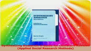 Synthesizing Research A Guide for Literature Reviews Applied Social Research Methods PDF
