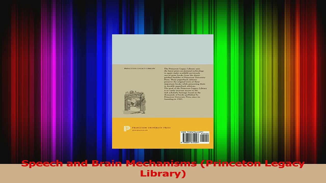 Read  Speech and Brain Mechanisms Princeton Legacy Library Ebook Free