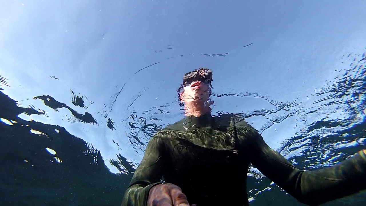 Nearly getting stuck while diving caves in Laguna Beach