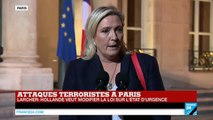 Attentats de Paris : Intervention de Marine Le Pen suite à son entretien avec François Hollande