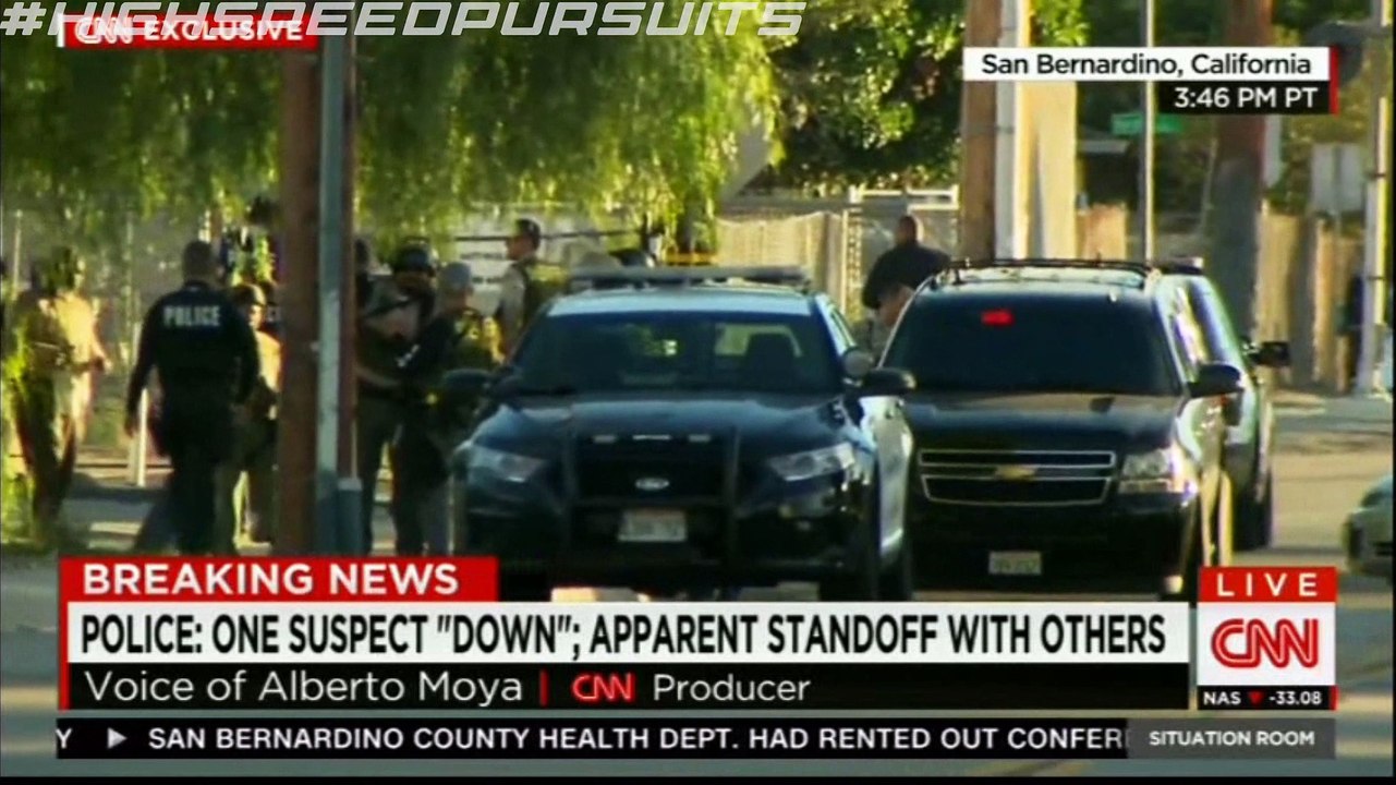 San Bernardino High Speed Police Pursuit AR-15 Armed Mass Murder Suspects Part 1 (CNN)