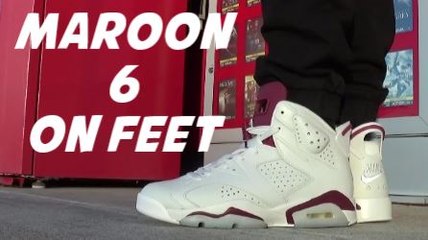 Air Jordan 6 Maroon Retro Sneaker On Feet
