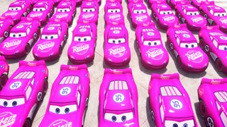 100 PINK MCQUEEN CARS for Elsa The Snow Queen (Frozen) ! FUNNY