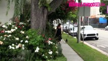 Elisabetta Canalis Walks Her Dog Piero On An Afternoon Stroll 8.21.15 TheHollywoodFix.com