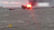 Dozens missing in Caspian Sea oil platform fire