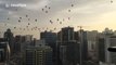 Hot air balloons fill skies above Dubai