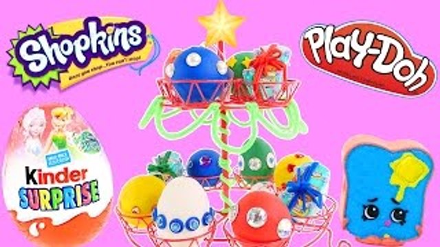 Play Doh Egg Christmas Tree Surprise Eggs Shopkins - - - Kinder Surprise Holiday Eggs