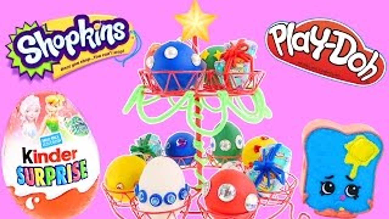 Play Doh Egg Christmas Tree Surprise Eggs Shopkins - - - Kinder Surprise Holiday Eggs