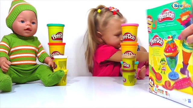 ✔ Кукла Беби Борн и Ярослава из Плей До делают мороженое - Doll Baby Born Play Doh Ice-Cream ✔