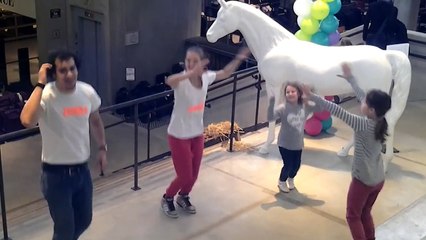 Démo de zumba lors d'une braderie en Belgique par francois-dupont.be