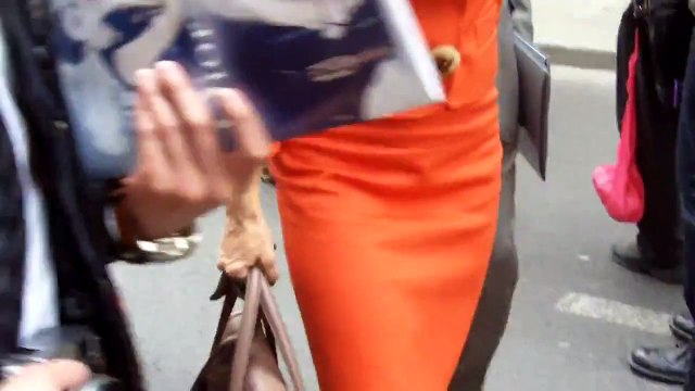 Fashion show exit 3 colored leather gloves Paris Fashion Week PFW 2013