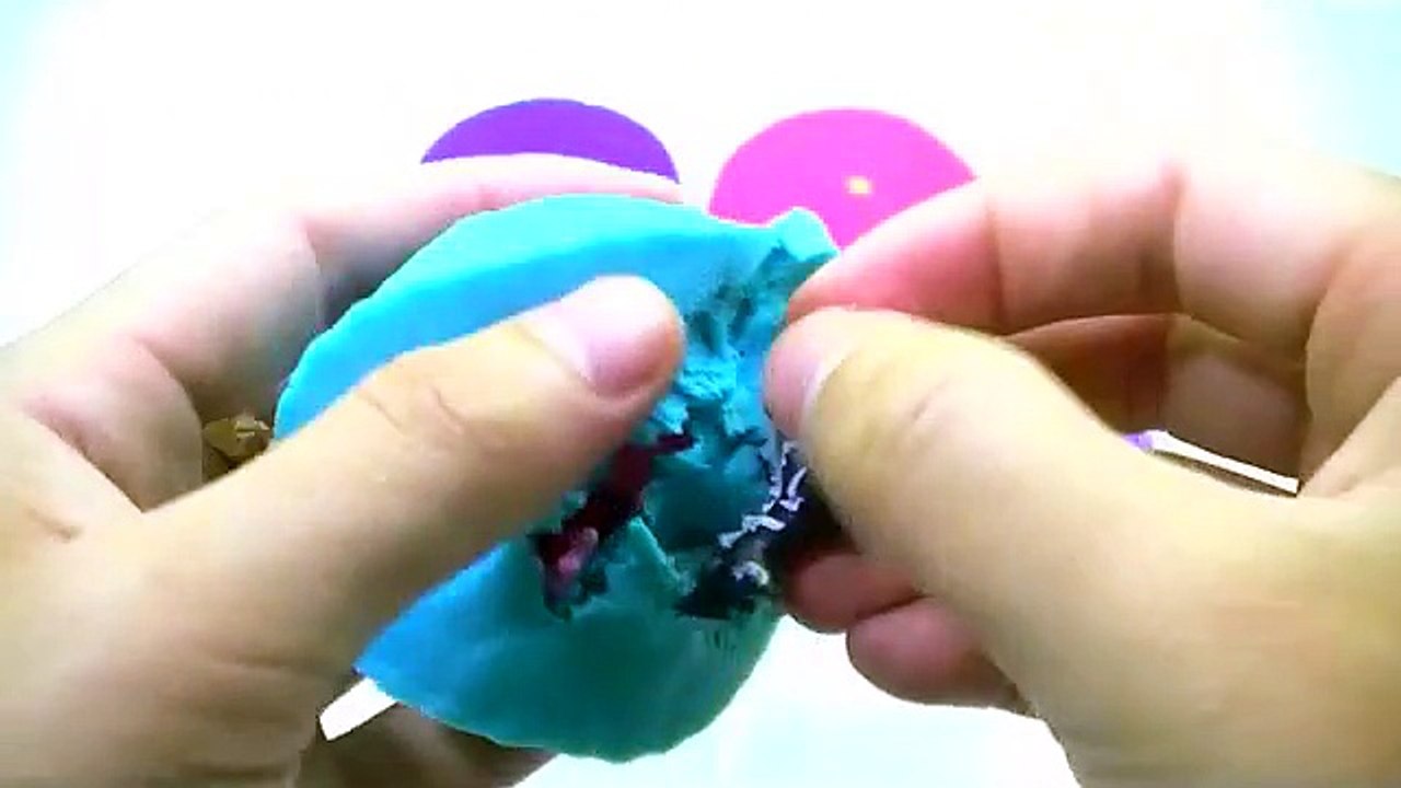 play doh surprise eggs rainbow colors peppa Pig cars disney toys smurfs