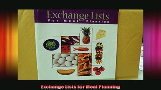 Exchange Lists for Meal Planning