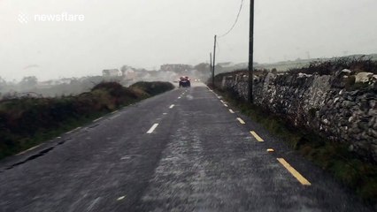 Flooded roads in Co Kerry, Ireland following Storm Desmond