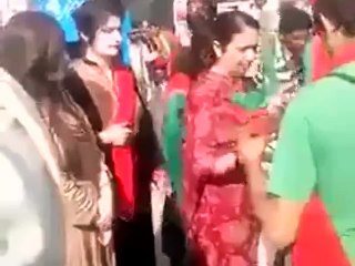 PTI hot girls worker dancing getting ready for Jashan 2015