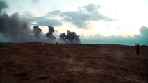 07. 2015-10-08 Russian MI-24  Hind  attack helicopters and warplanes in action in Syria (Kafr Nabodeh)
