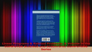 PDF Download  Linear Programs  Related Problems A Volume in the COMPUTER SCIENCE and SCIENTIFIC Download Full Ebook
