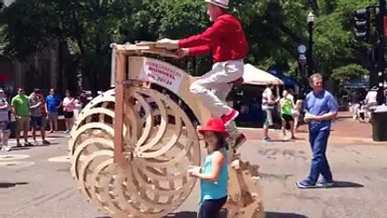Wooden penny - farthing bike