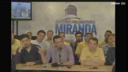 Capriles adelanta que la oposición ha obtenido "dos terceras partes de la Asamblea Nacional"