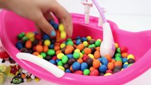 Baby Doll Bath Time In M&Ms Peanuts Candies Baby Twins Bathtime How to Bath a Baby Toy Vi