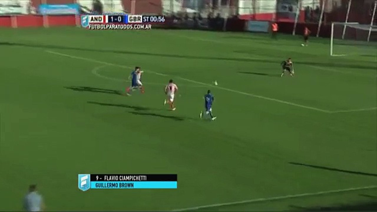 Gol de Ciampichetti. Los Andes 1 - Guillermo Brown 1. Fecha 42. Primera B Nacional 2015. FPT.