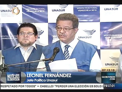 Misión de Unasur: Elecciones se realizaron en ejercicio de la democracia