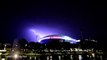 Huge lightening strike illuminates sky over Adelaide Oval