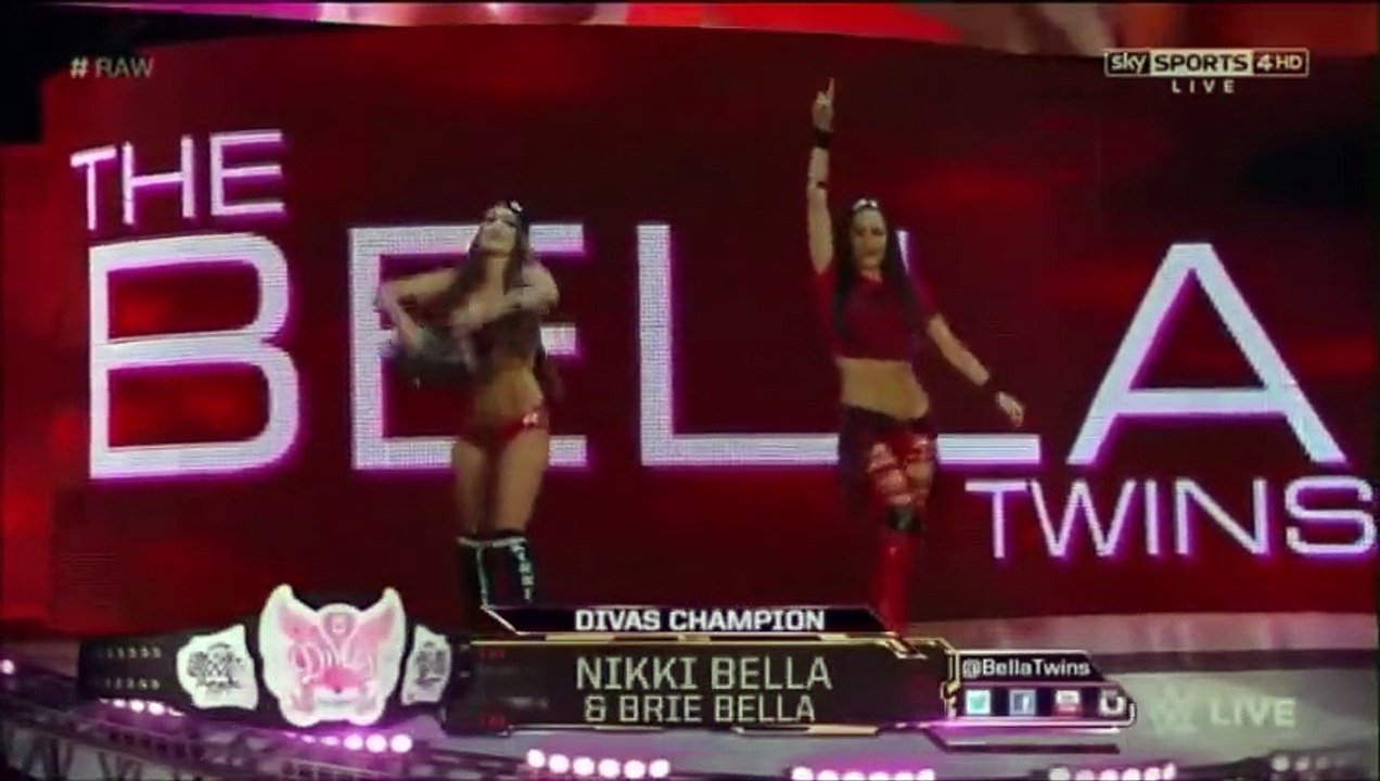 WWE RAW, (AJ Lee last match) Paige, AJ Lee & Naomi vs The Bella Twins & Natalya, Mar 30, 2015