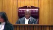Oscar Pistorius in court as lawyer Barry Roux address judge