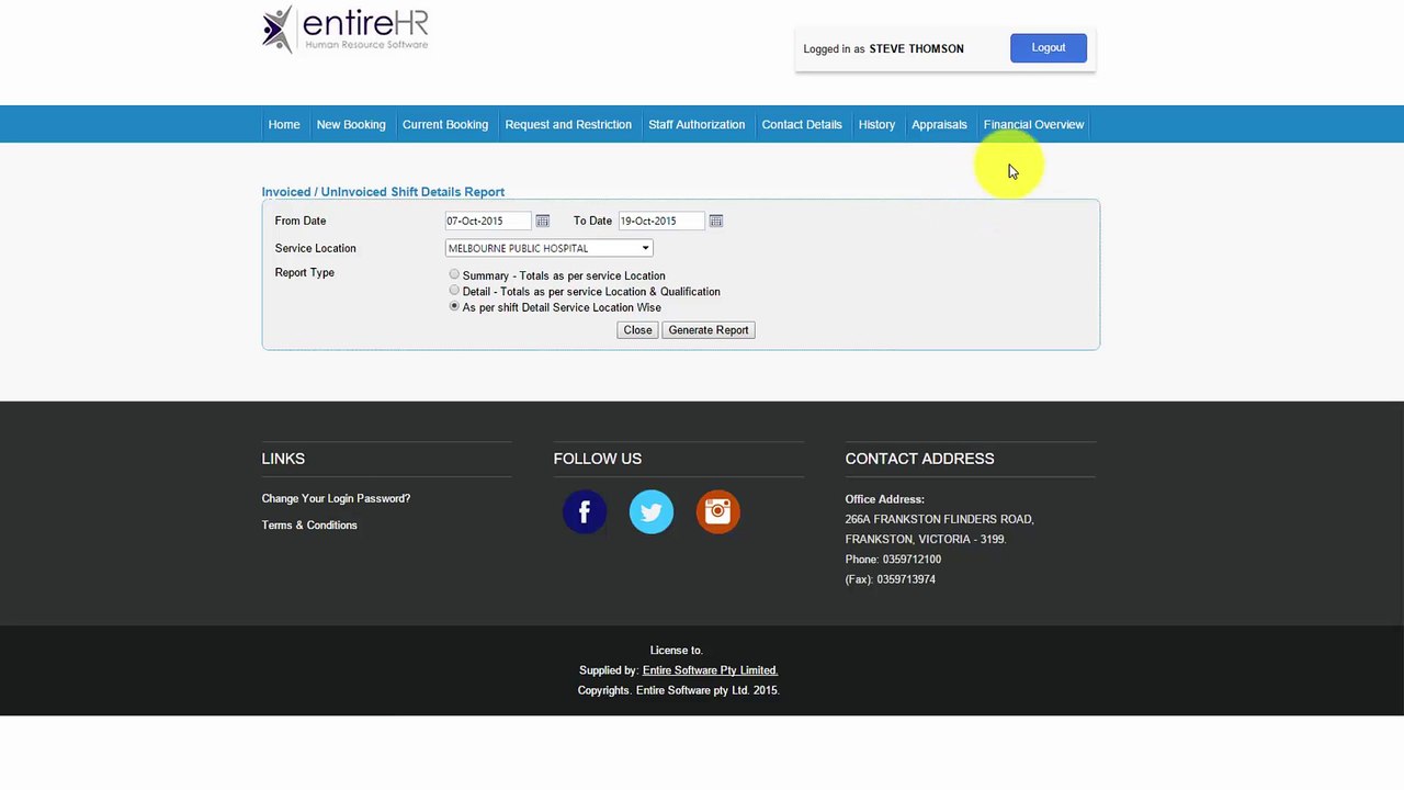 Client Financial Overview - EntireHR