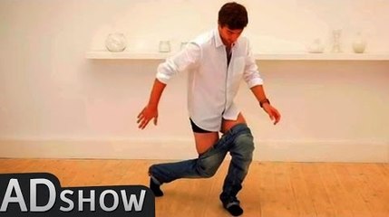 Put your pants on with no hands: funny dance!