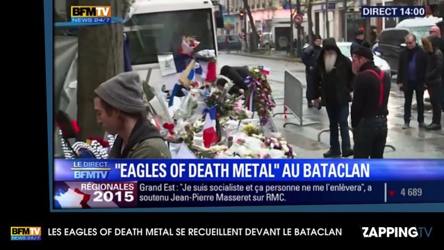 Attentats de Paris : Les Eagles of Death Metal bouleversés se recueillent devant le Bataclan