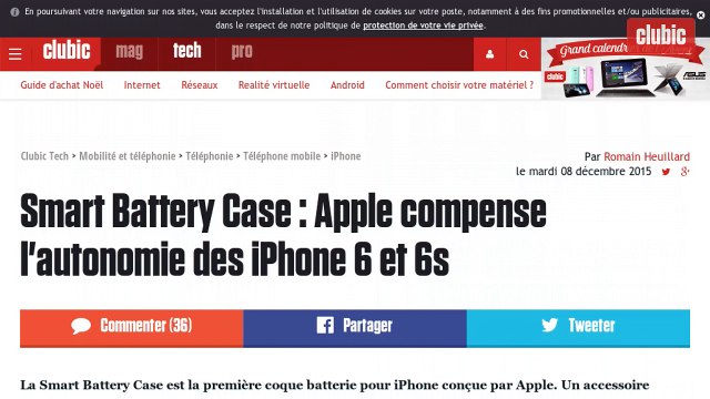 Smart Battery Case, Apple augmente l’autonomie des iPhone 6 et 6s