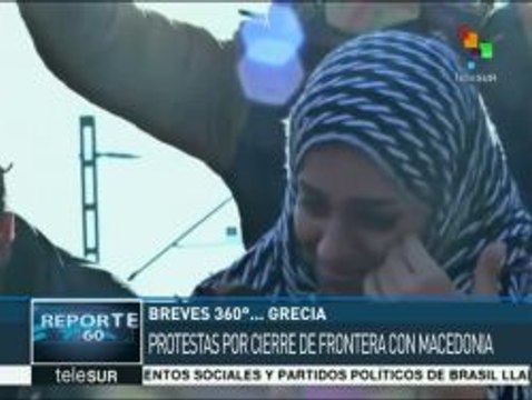 Refugiados protestan por el cierre de la frontera Grecia-Macedonia