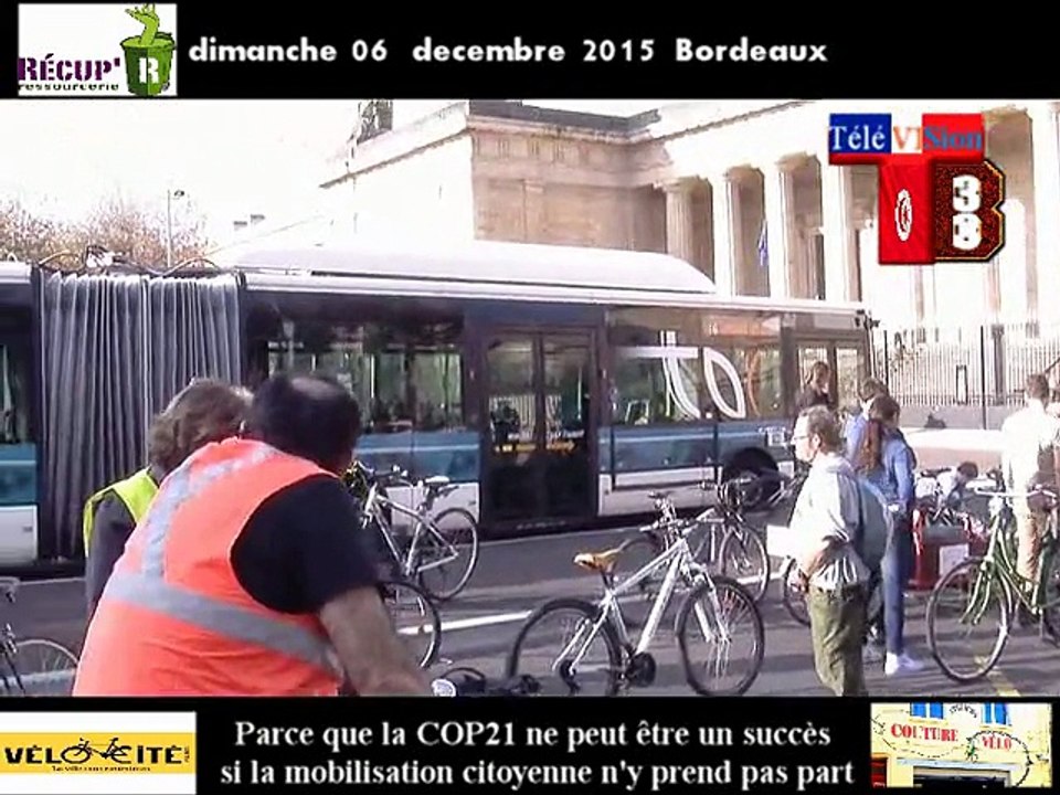 Télévision-Bordeaux-33 rassemblement place de la république les vélos ce dimanche sont de sortie pour la cop21 interview
