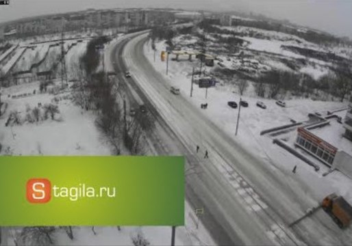 Time Lapse: KamAZ Vehicle Hits a Post in the Snow