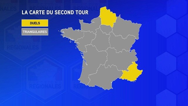 Second tour des régionales: 2 duels et 10 triangulaires