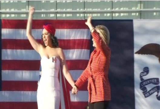 Katy Perry Joins Bill And Hillary Clinton At Iowa Presidential Candidate campaign