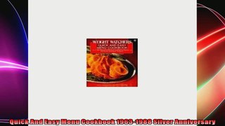 Quick And Easy Menu Cookbook 19631988 Silver Anniversary