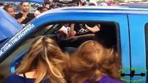 amazing car bass, the girl getting hair tricked by insane tahoe, amazing bass beats,