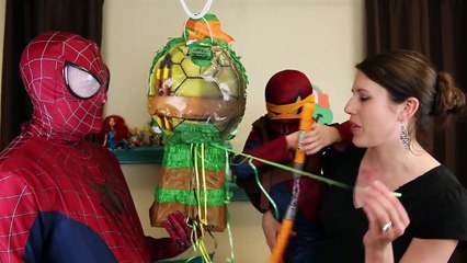 Giant Surprise Toys PINATA!!! Spiderman Filled with Surprise Eggs, Blind Bags, Shopkins &