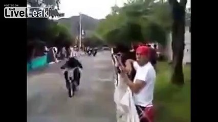 Woman gets hit by racing motorbike..**Volume**