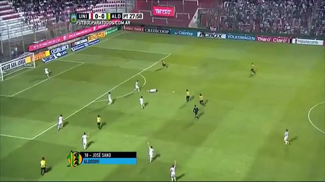 Gol de Sand. Unión 0 - Aldosivi 1. Liguilla Pre-Sudamericana 2015. Primera División 2015. FPT.