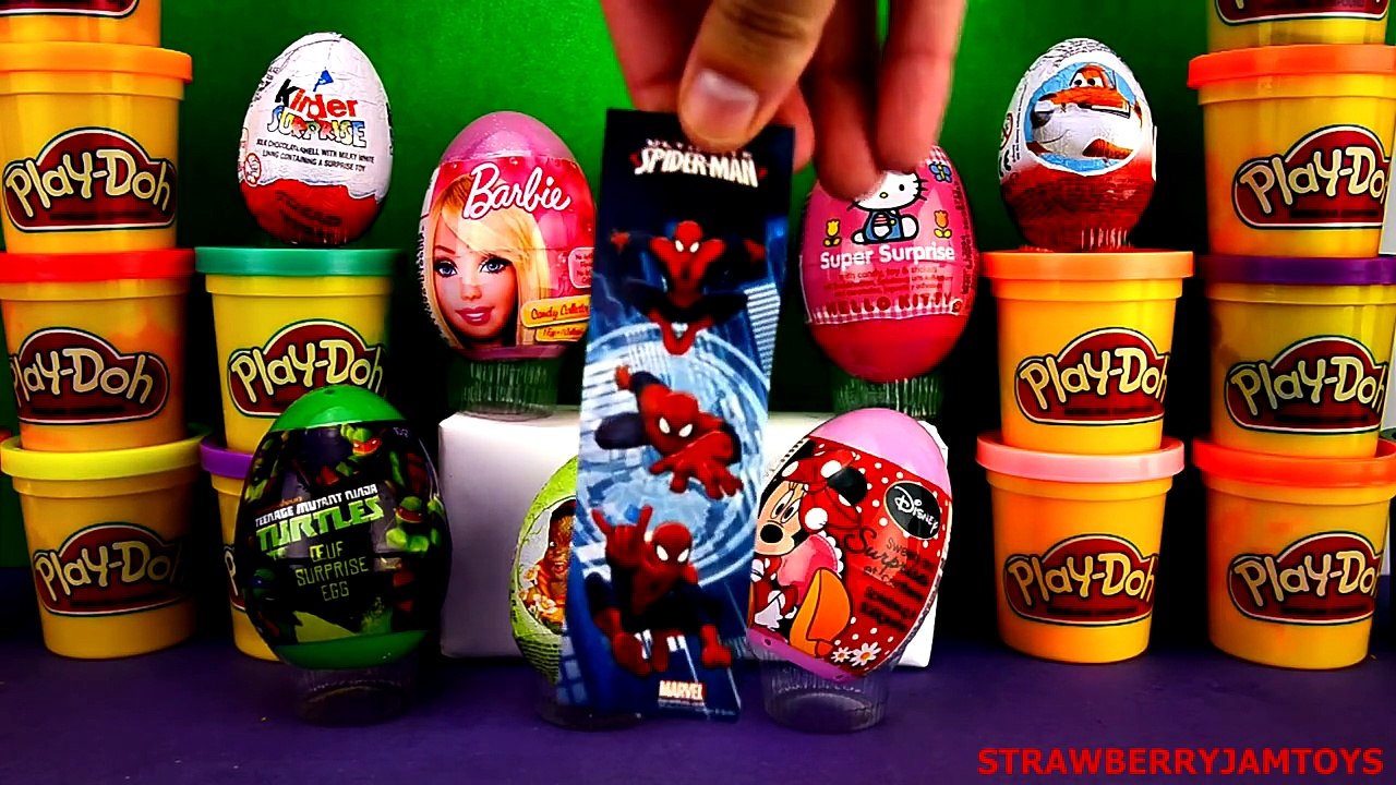 Frozen Peppa Pig Barbie TMNT Spiderman Spongebob Kinder Surprise Surprise Eggs StrawberryJ
