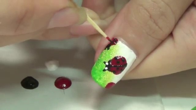 nail art - painting nails picture pretty simple orange beetle