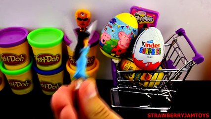 Play Doh Surprise Eggs Shopkins Spongebob Santa Kinder Surprise TMNT Toy StrawberryJamToys